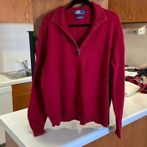 Polo Ralph Lauren Red Quarter Zip cotton sweater